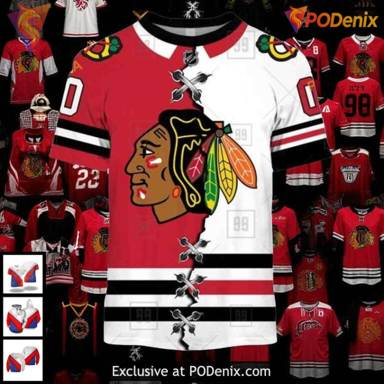 Personalized Chicago Blackhawks 3D Hoodie Any Name Number Mix Jersey Style - 1