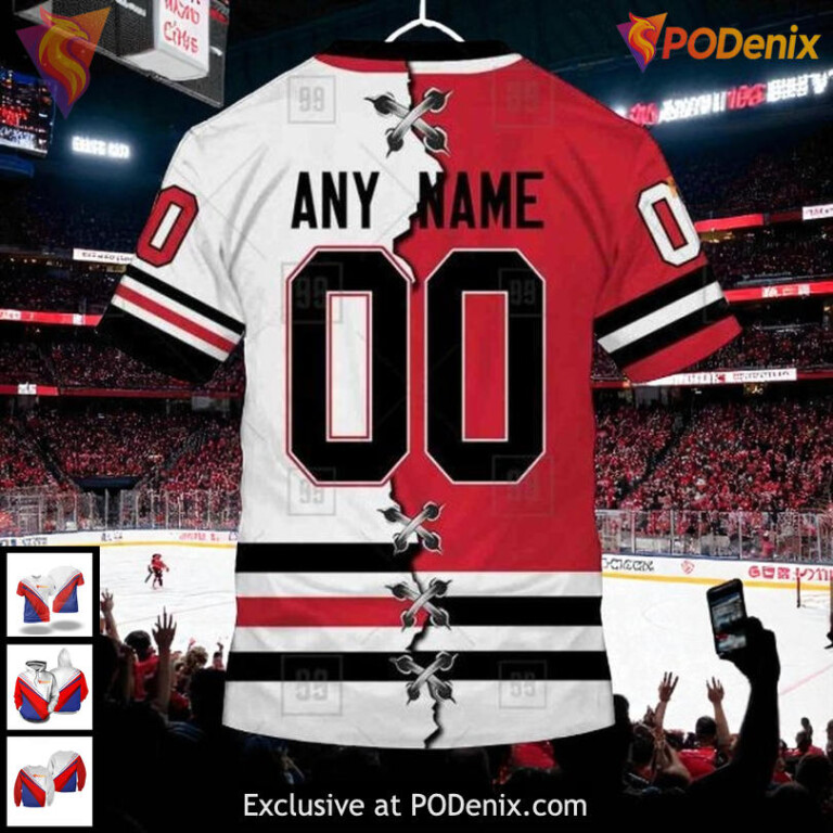 Personalized Chicago Blackhawks 3D Hoodie Any Name Number Mix Jersey Style - 2