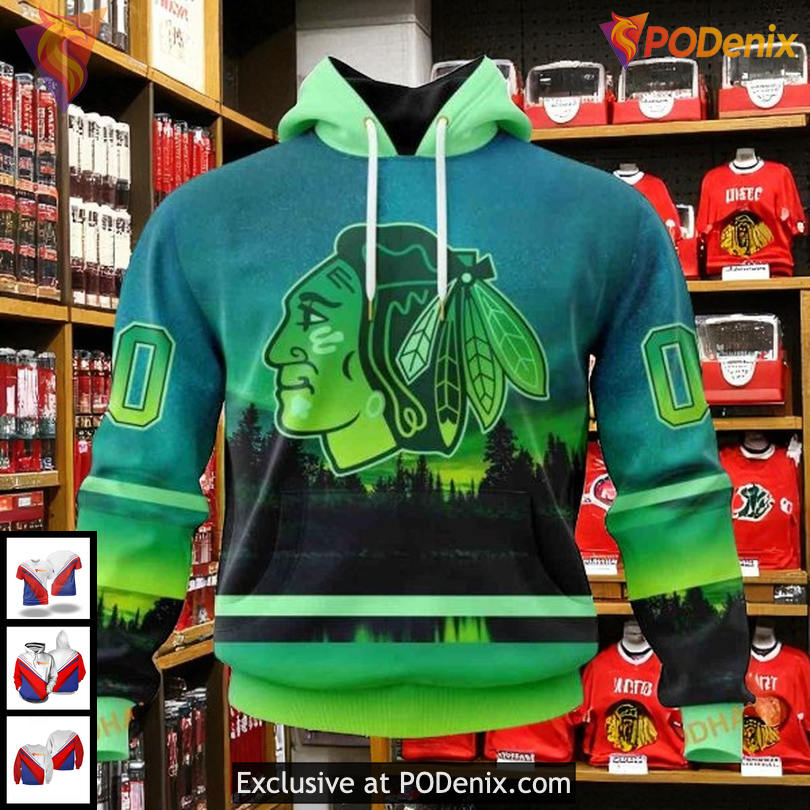 Personalized Chicago Blackhawks Hoodie, Aurora Inspired NHL 3D All Over Print