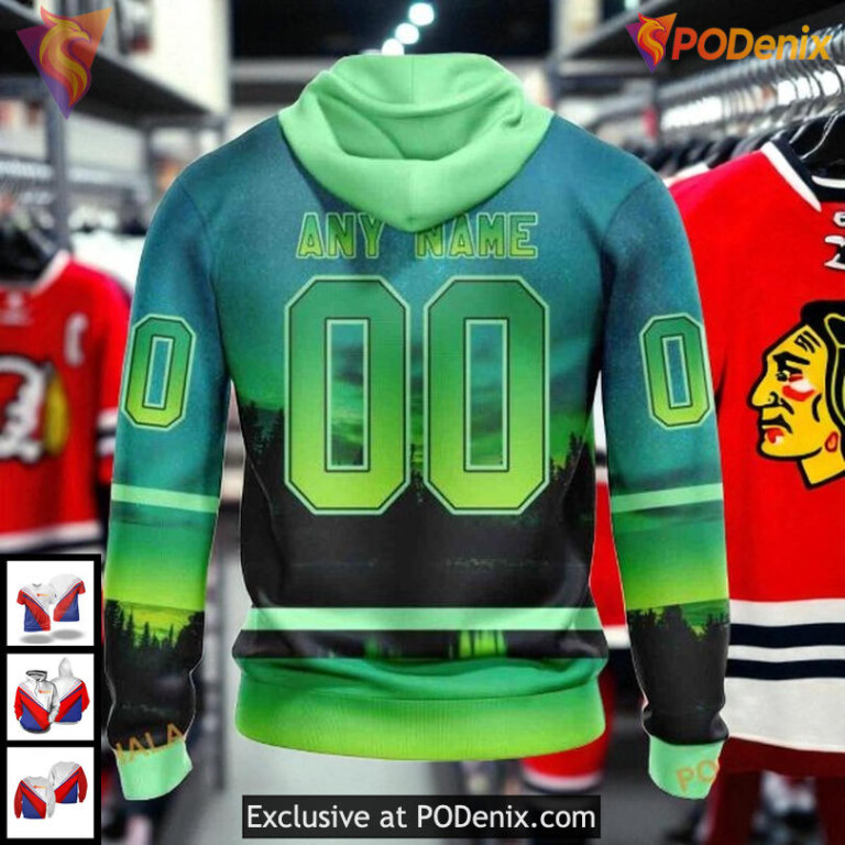 Personalized Chicago Blackhawks Hoodie, Aurora Inspired NHL 3D All Over Print - 1