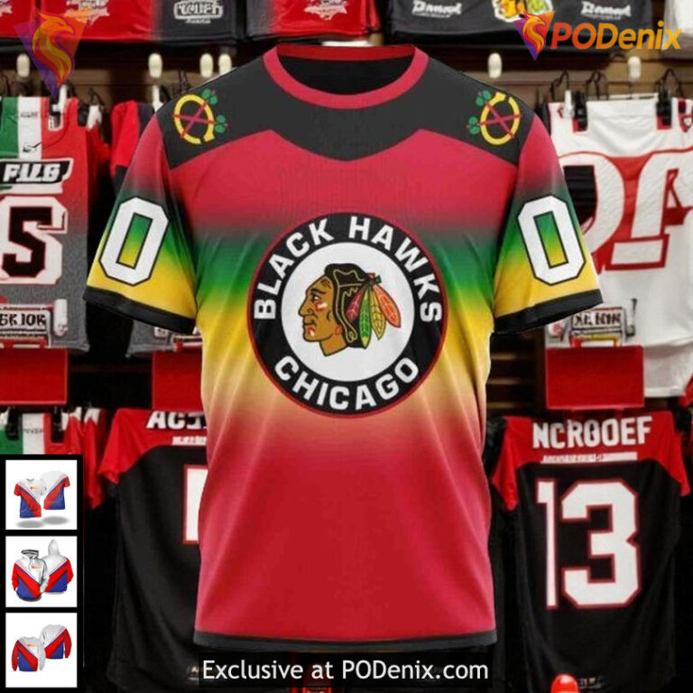 Personalized Chicago Blackhawks Hoodie Retro Gradient Design NHL 3D Style - 2