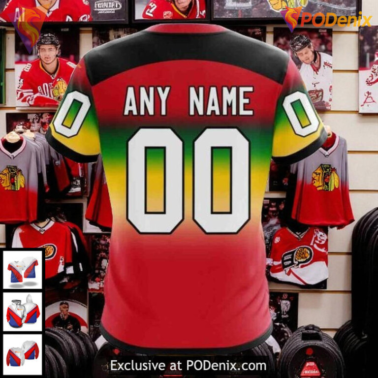 Personalized Chicago Blackhawks Hoodie Retro Gradient Design NHL 3D Style - 3