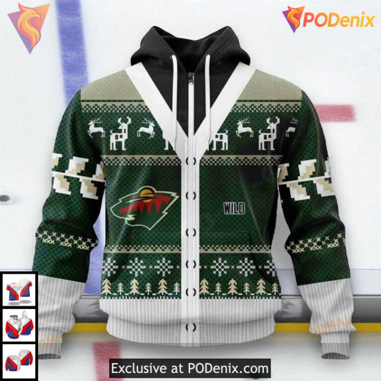 Personalized Chrismas Season Design NHL Minnesota Wild Mens Hoodie 3D - 1