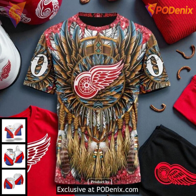 Personalized Detroit Red Wings Hoodie, Native Inspired NHL 3D Sweatshirt - 2
