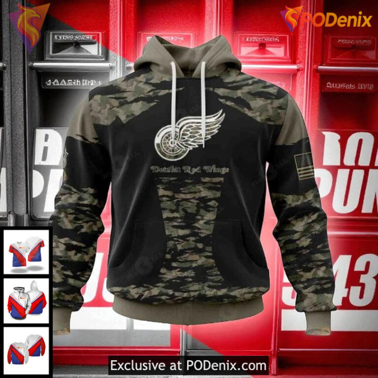 Personalized Detroit Red Wings Hoodie, NHL 3D Camo Tribute Custom Design