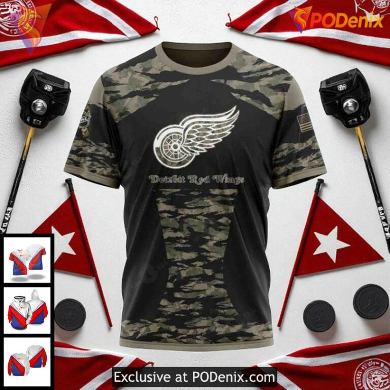 Personalized Detroit Red Wings Hoodie, NHL 3D Camo Tribute Custom Design - 2