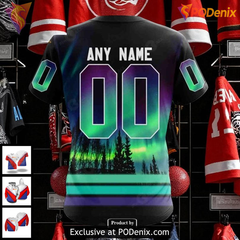 Personalized Detroit Red Wings Hoodie, Northern Lights Custom NHL 3D Design Personalized Detroit Red Wings Hoodie, Northern Lights Custom NHL 3D Design