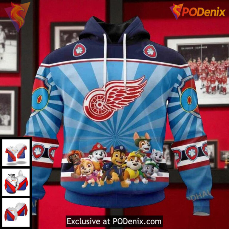 Personalized Detroit Red Wings Hoodie, Paw Patrol NHL Hoodie 3D Edition