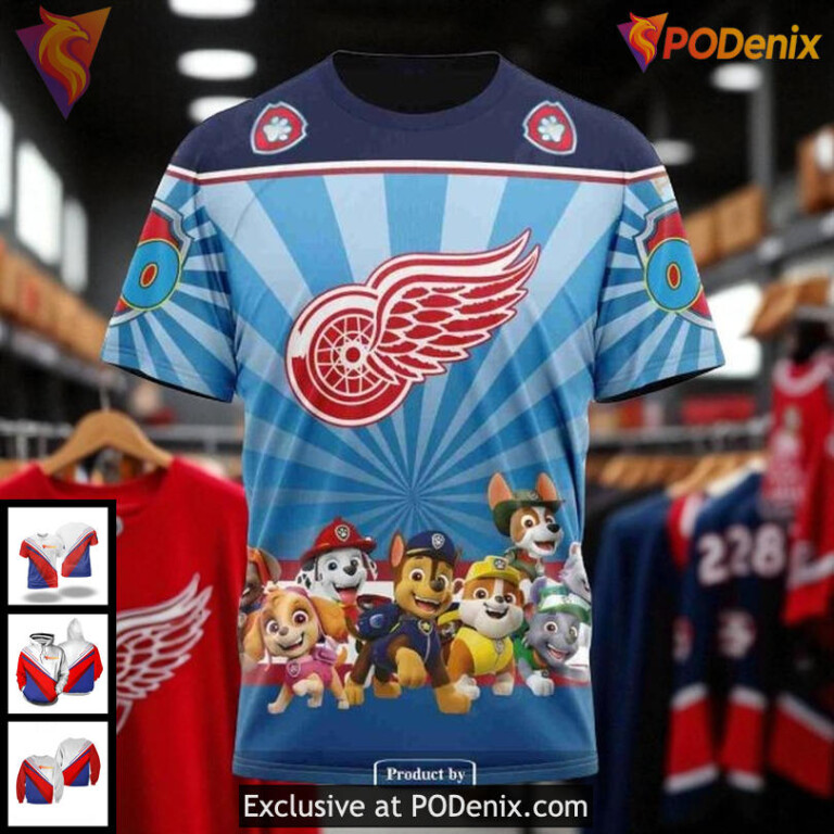 Personalized Detroit Red Wings Hoodie, Paw Patrol NHL Hoodie 3D Edition - 2