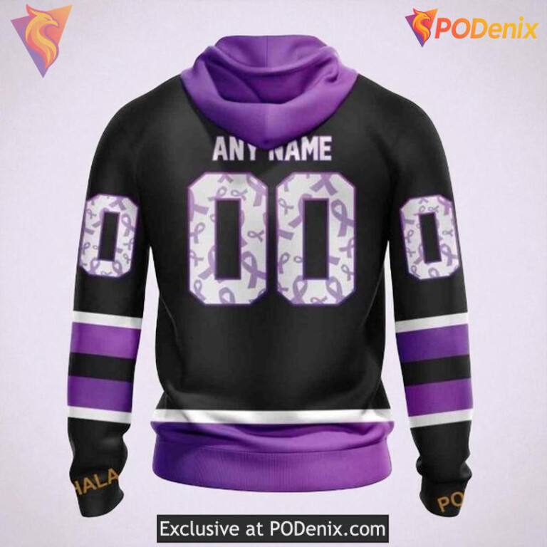 Personalized Flyers All Over Print Hoodie, Black Hockey Fight Cancer Style - 1