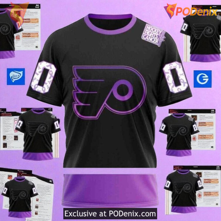 Personalized Flyers All Over Print Hoodie, Black Hockey Fight Cancer Style - 2
