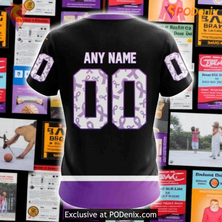 Personalized Flyers All Over Print Hoodie, Black Hockey Fight Cancer Style - 3