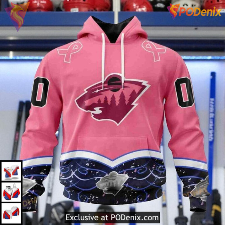Personalized Hockey Fights Cancer Tribute NHL Minnesota Wild Unisex Hoodie 3D
