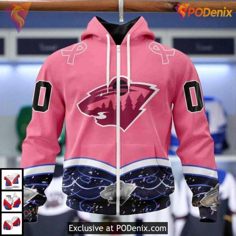 Personalized Hockey Fights Cancer Tribute NHL Minnesota Wild Unisex Hoodie 3D - 1