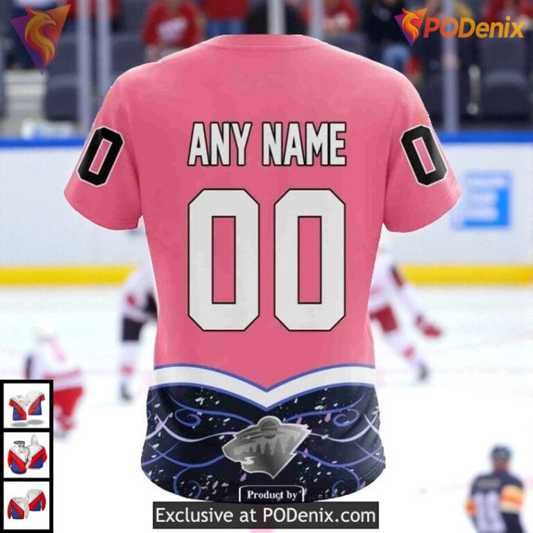 Personalized Hockey Fights Cancer Tribute NHL Minnesota Wild Unisex Hoodie 3D - 4
