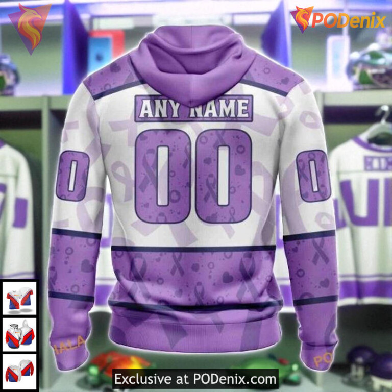 Personalized Lavender Cancer Awareness NHL Minnesota Wild Zip Up Hoodie - 1