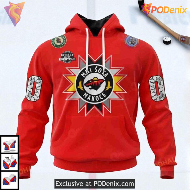 Personalized Native American Heritage NHL Custom Name Minnesota Wild Hoodie