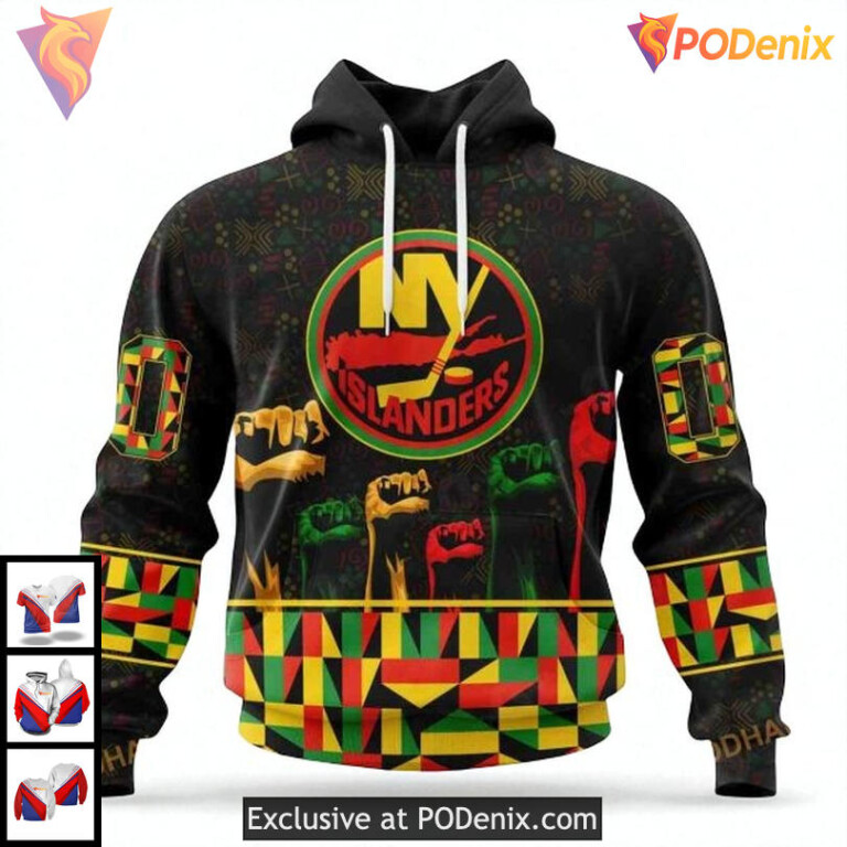 Personalized New York Islanders Hoodie, Cultural 3D Design For Black History Month