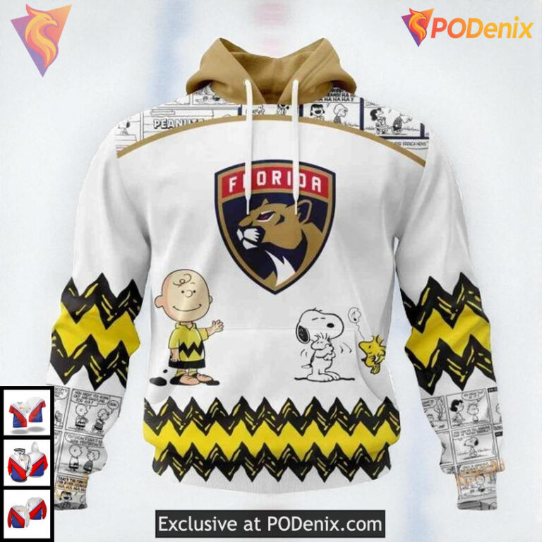 Florida Panthers Hoodie 3D, Snoopy And Charlie Brown Comic Inspired Design