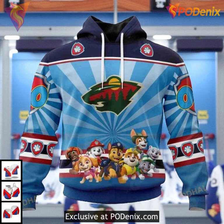 Personalized Paw Patrol Cartoon NHL Retro Minnesota Wild Hoodie 3D
