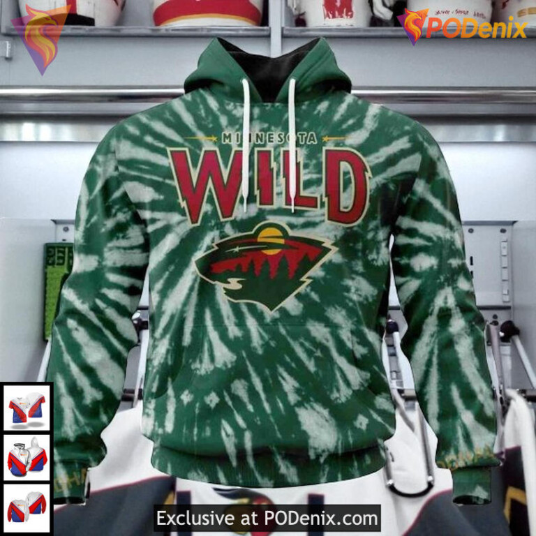 Personalized Retro Vintage Tie Dye NHL Minnesota Wild Pullover Hoodie 3D