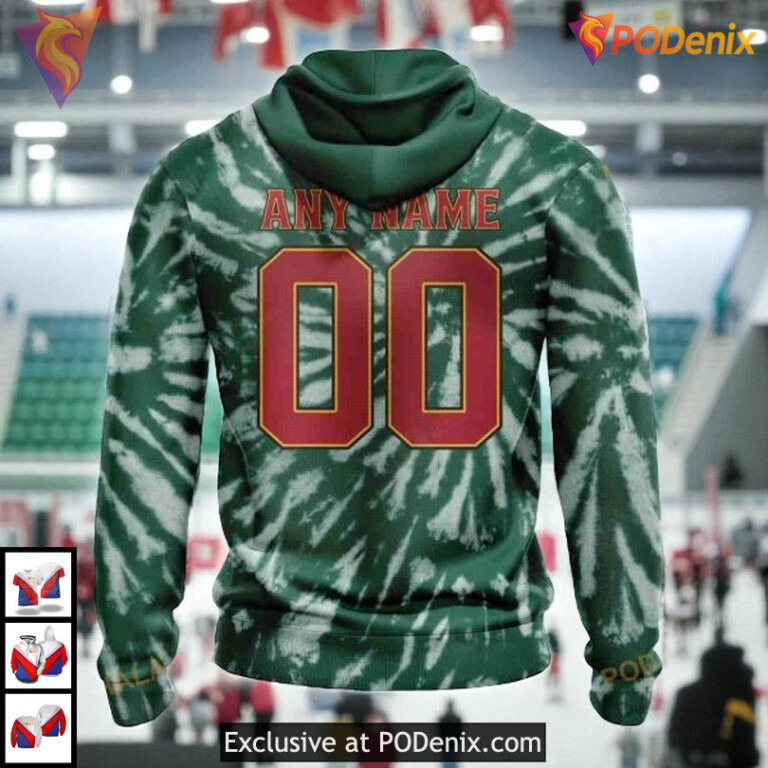 Personalized Retro Vintage Tie Dye NHL Minnesota Wild Pullover Hoodie 3D - 1