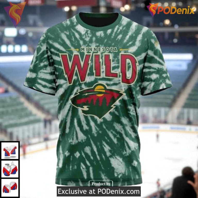 Personalized Retro Vintage Tie Dye NHL Minnesota Wild Pullover Hoodie 3D - 2