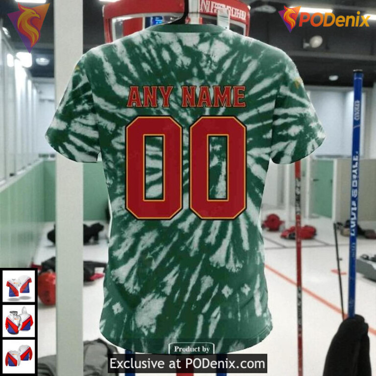 Personalized Retro Vintage Tie Dye NHL Minnesota Wild Pullover Hoodie 3D - 3