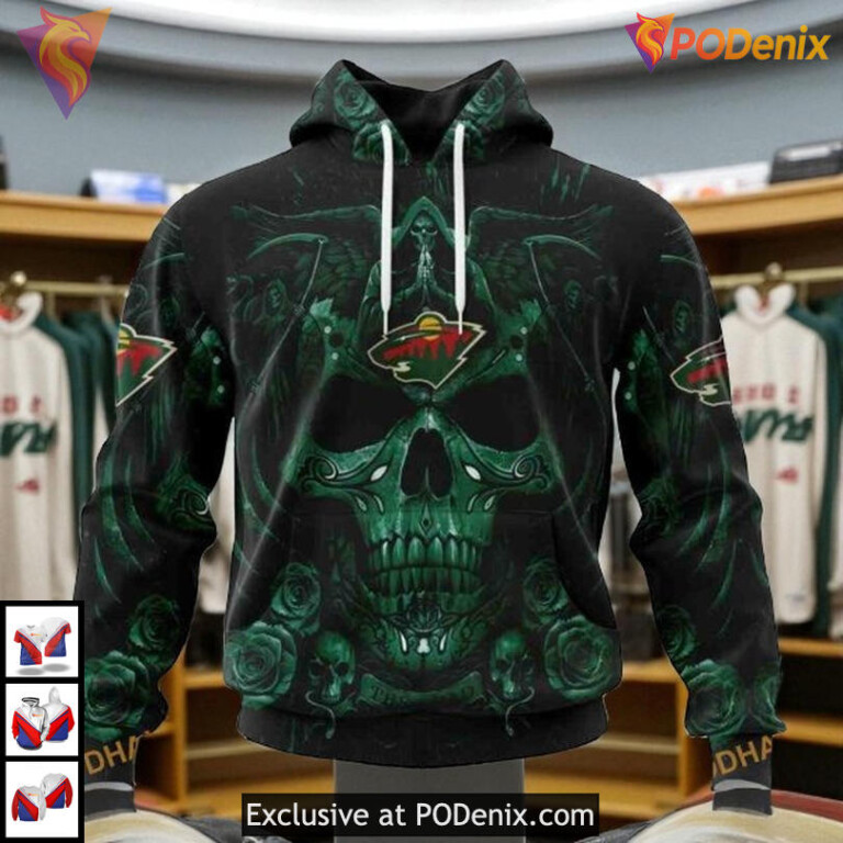 Personalized Skull Artwork Tribute NHL Minnesota Wild 3D Hoodie