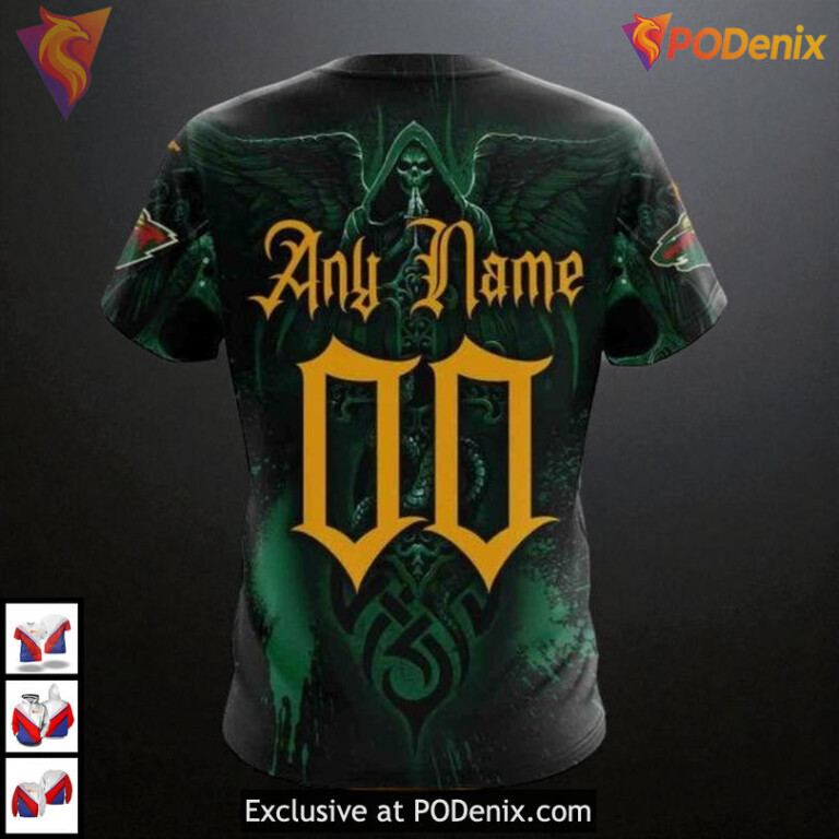 Personalized Skull Artwork Tribute NHL Minnesota Wild 3D Hoodie - 3