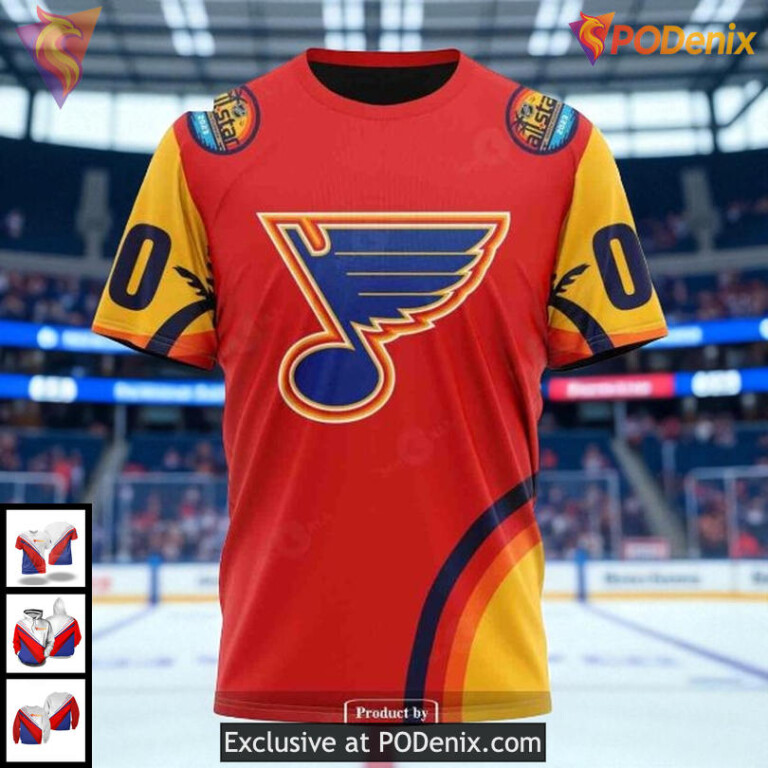 Personalized St Louis Blues Hoodie, Cool Graphic NHL Sunset 3D Pullover - 2