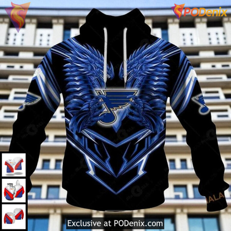Personalized St Louis Blues Hoodie Custom NHL Dragon Graphic 3D Design