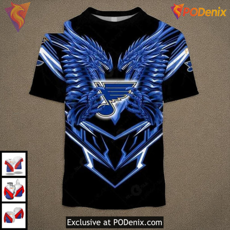 Personalized St Louis Blues Hoodie Custom NHL Dragon Graphic 3D Design - 1