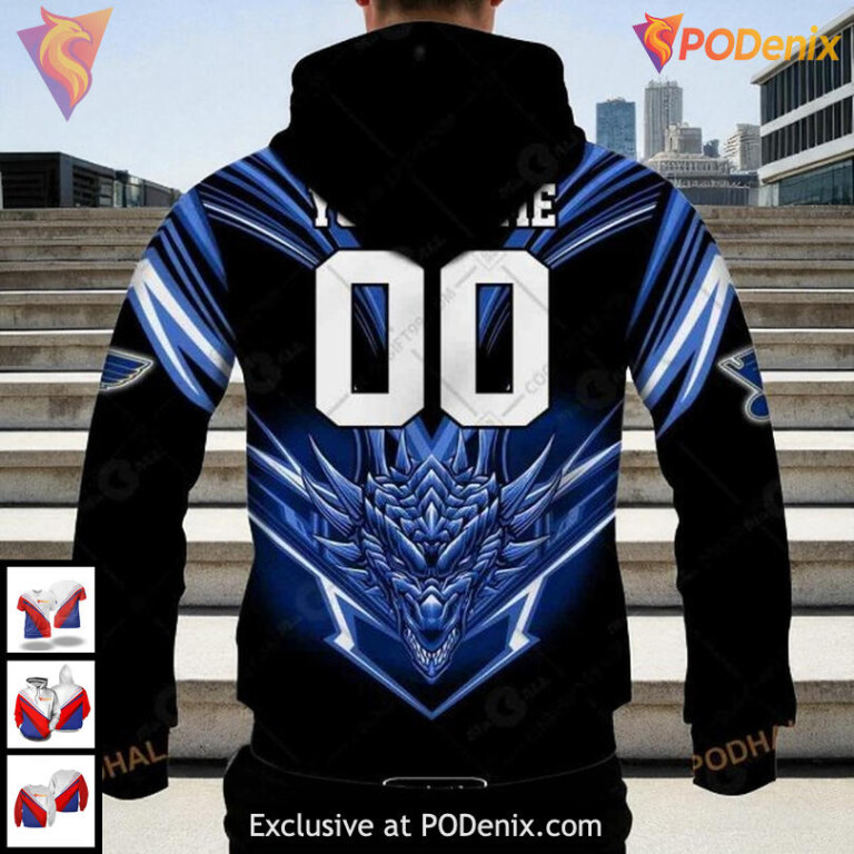 Personalized St Louis Blues Hoodie Custom NHL Dragon Graphic 3D Design - 2