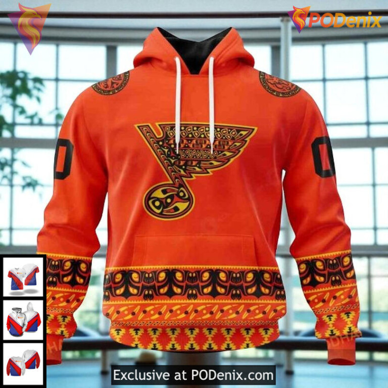 Personalized St Louis Blues Hoodie, NHL Cultural Tribute 3D Orange Design