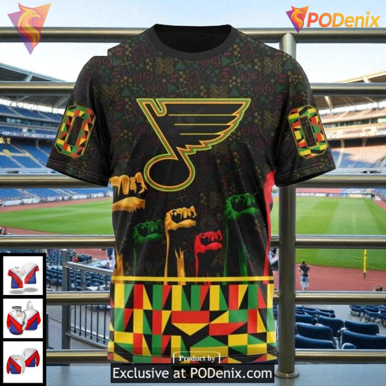Personalized St Louis Blues Hoodie, NHL Custom 3D Design Celebrate Black History Month - 2