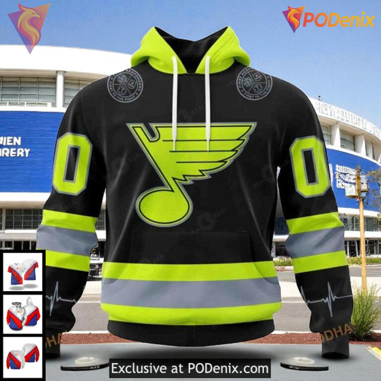 Personalized St Louis Blues Hoodie, NHL Firefighter Tribute 3D Design