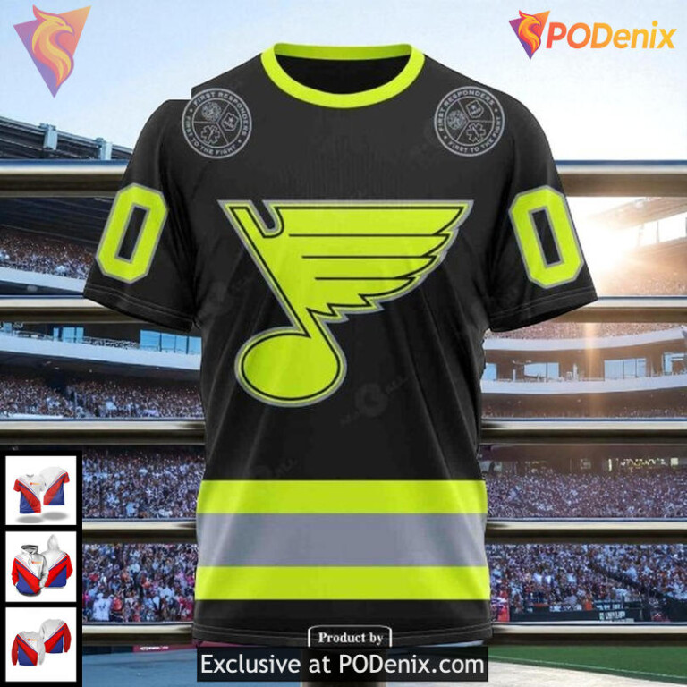 Personalized St Louis Blues Hoodie, NHL Firefighter Tribute 3D Design - 2