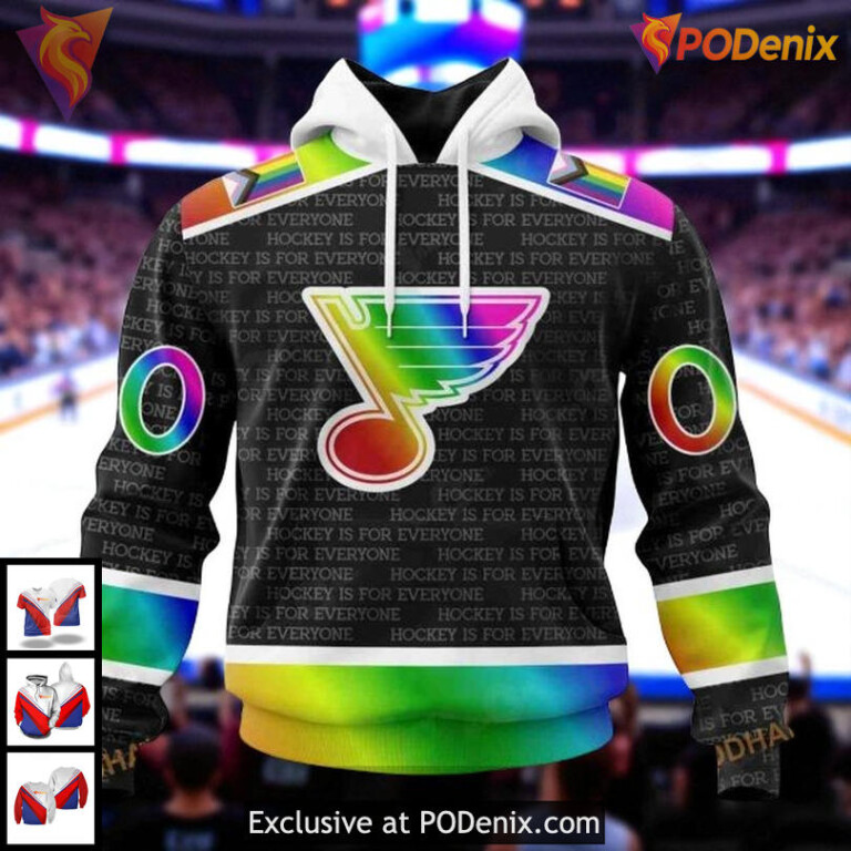 Personalized St Louis Blues Hoodie NHL Pride Gradient Color Unisex 3D Design