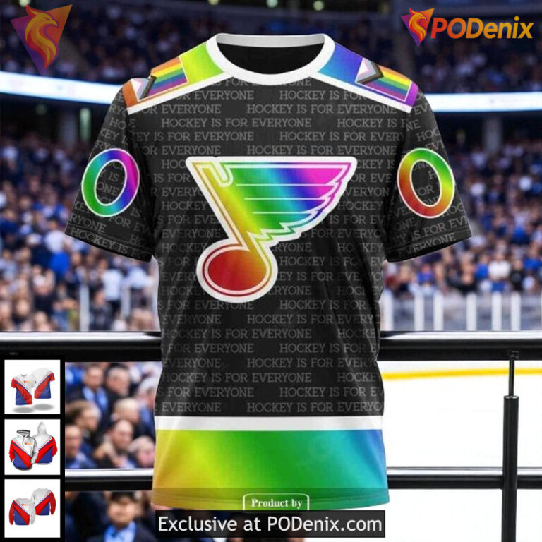 Personalized St Louis Blues Hoodie NHL Pride Gradient Color Unisex 3D Design - 2