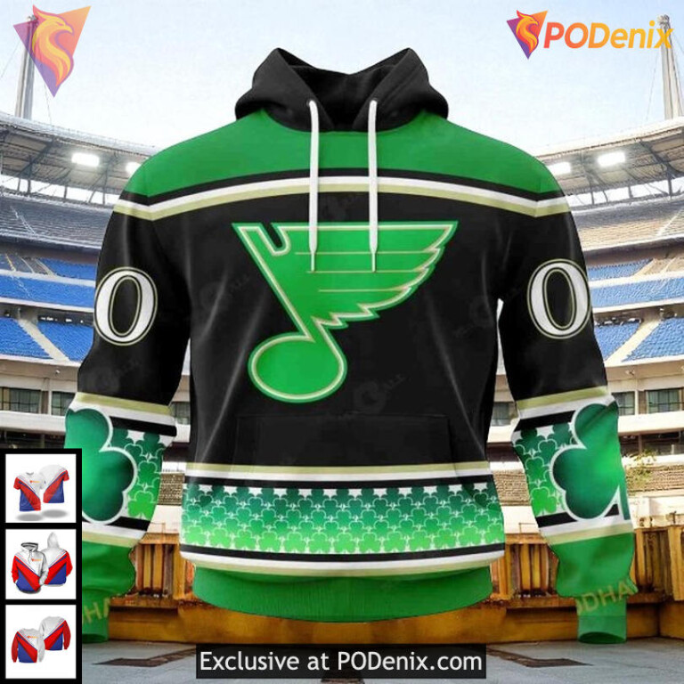 Personalized St Louis Blues Hoodie NHL Shamrock Holiday Cool Graphic Design