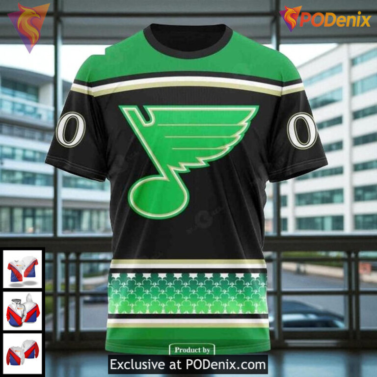 Personalized St Louis Blues Hoodie NHL Shamrock Holiday Cool Graphic Design - 2