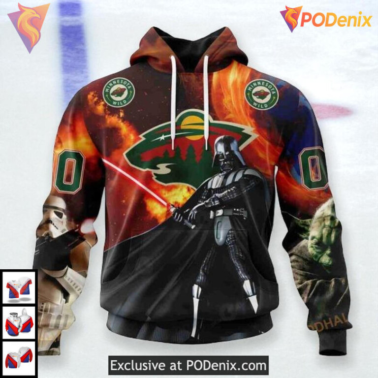 Personalized Star Wars Graphic Style NHL Minnesota Wild Kids Hoodie 3D