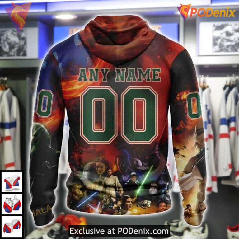 Personalized Star Wars Graphic Style NHL Minnesota Wild Kids Hoodie 3D - 2