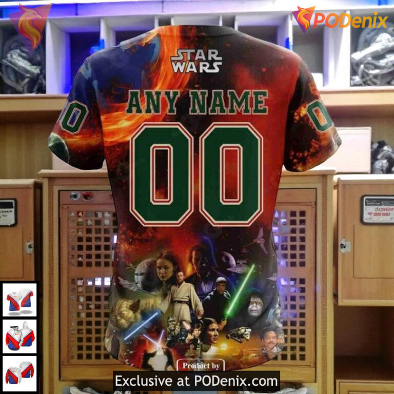 Personalized Star Wars Graphic Style NHL Minnesota Wild Kids Hoodie 3D - 4