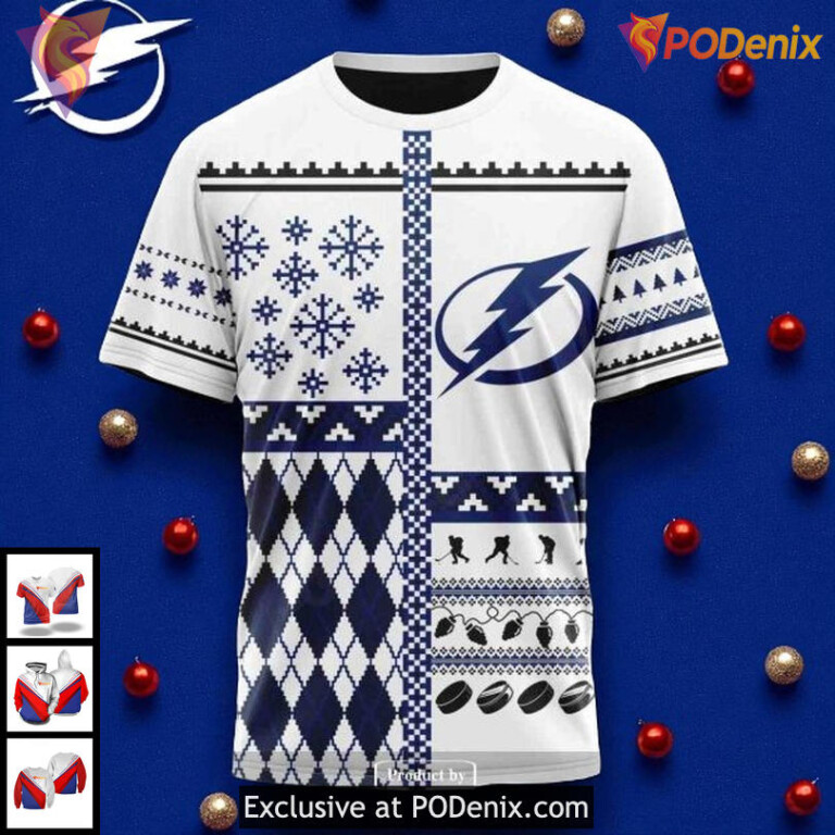 Personalized Tampa Bay Lightning Hoodie, Christmas NHL Festive Graphic 3D - 2