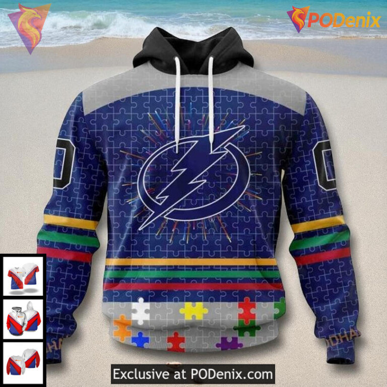 Personalized Tampa Bay Lightning Hoodie Fearless Against Autism NHL Design 3D