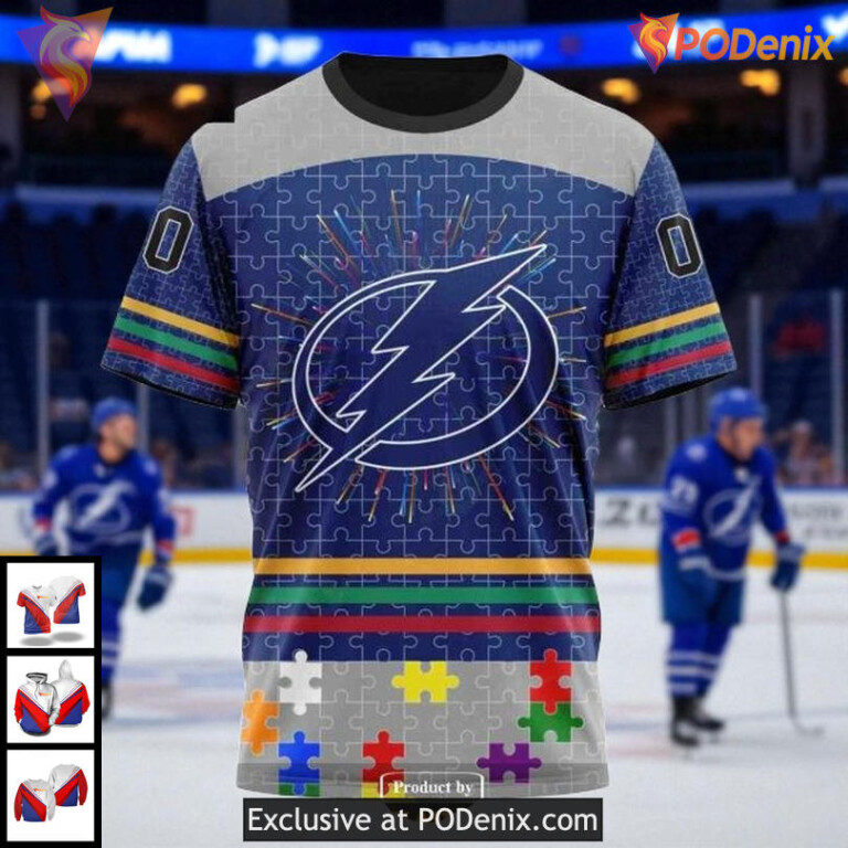 Personalized Tampa Bay Lightning Hoodie Fearless Against Autism NHL Design 3D - 2