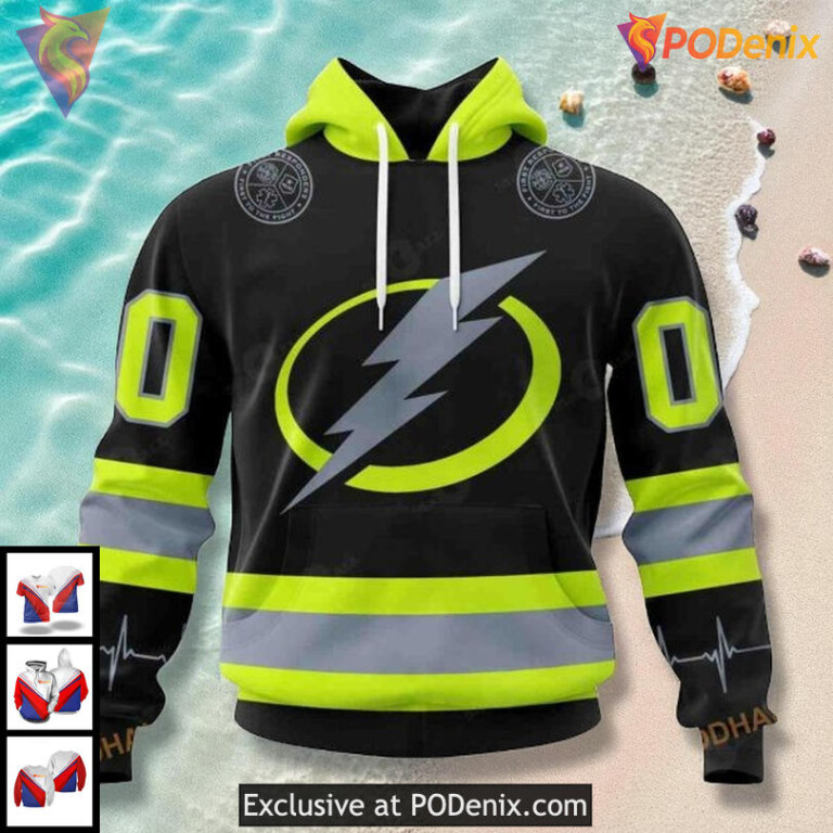 Personalized Tampa Bay Lightning Hoodie Firefighter Tribute NHL 3D Design