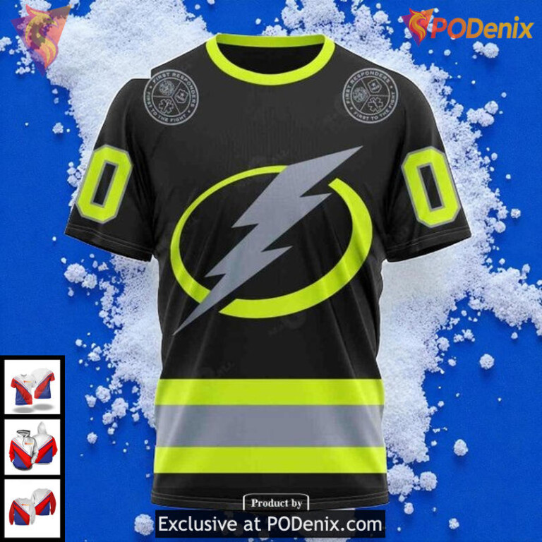Personalized Tampa Bay Lightning Hoodie Firefighter Tribute NHL 3D Design - 2